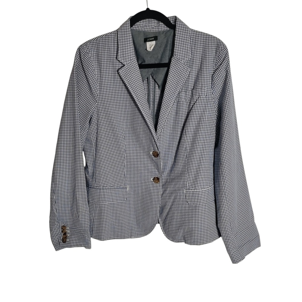 J.CREW Blue/White Gingham Lightweight Cotton Blazer/Jacket 12